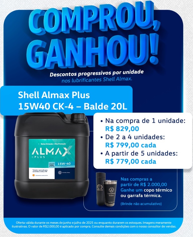 LUBRIF. 15W40 CK-4 BD 20L SHELL ALMAX PLUS (COMPROU GANHOU!)